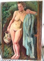 Groot - Klassiek vrouwelijk naakt ca. 1940 - gesigneerd, Antiek en Kunst, Kunst | Schilderijen | Klassiek, Ophalen of Verzenden