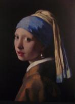 VERMEER : " Meisje met de parel " , foto-metaal print, Ophalen, Minder dan 50 cm, 50 tot 75 cm, Nieuw