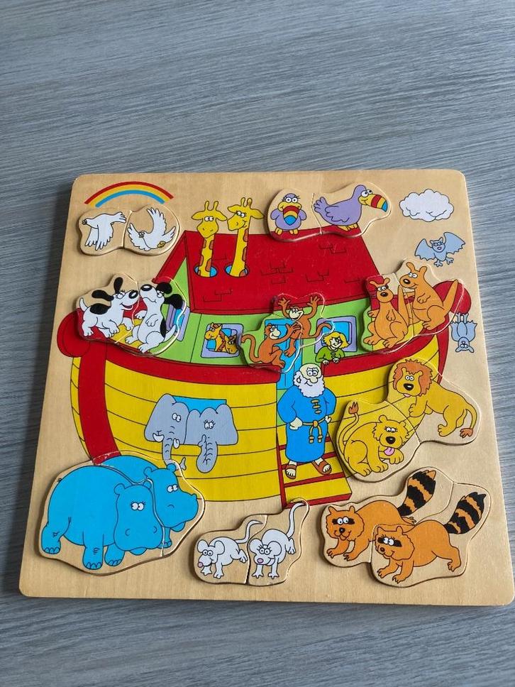 Houten puzzel "ark van Noah". Zeer goede staat, Kinderen en Baby's, Speelgoed | Kinderpuzzels, Gebruikt, 2 tot 4 jaar, 10 tot 50 stukjes