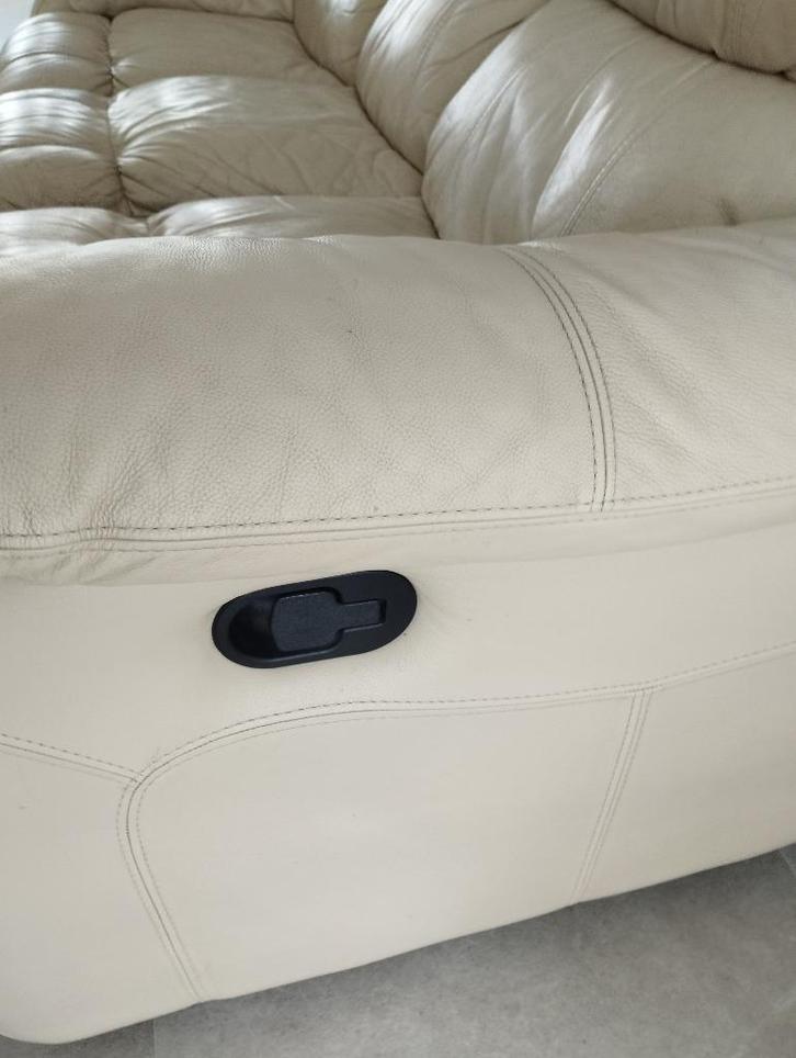 Chateau d'Ax 3-zits lederen lounge met relax, Huis en Inrichting, Zetels | Zetels, Gebruikt, Driepersoons, Minder dan 150 cm, 75 tot 100 cm