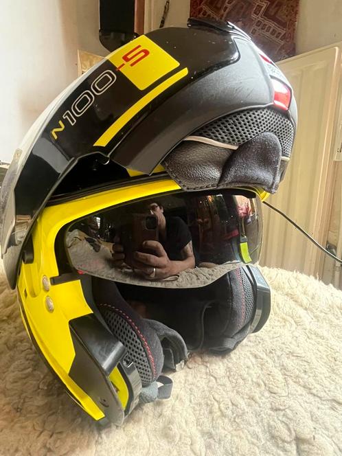 Nolan N100-5 systeemhelm 3xXL geel fluo in topstaat., Motos, Vêtements | Casques de moto, Casque système, 3XL ou plus grand, Nolan