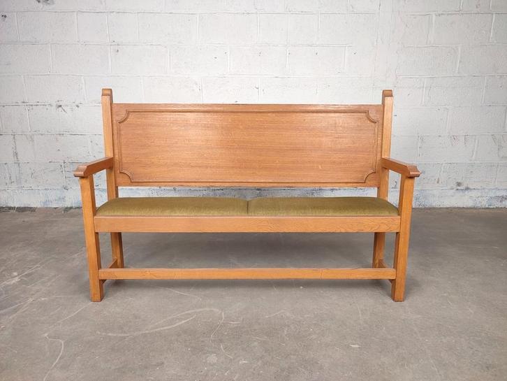 Smalle eiken halbank, Antiek en Kunst, Antiek | Meubels | Stoelen en Sofa's, Ophalen