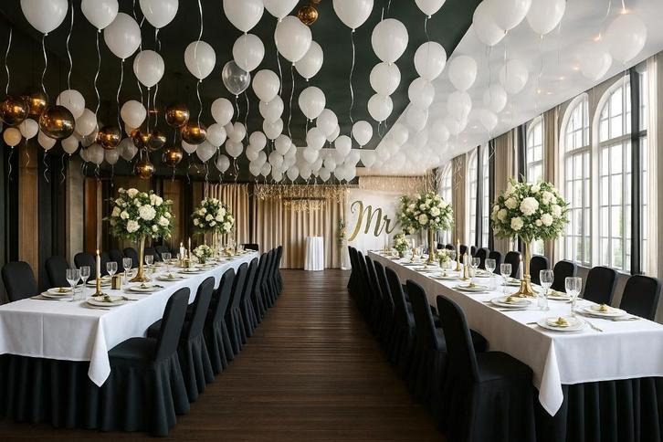 Stoelhoezen huren - Zwart stretch, Hobby en Vrije tijd, Feestartikelen | Verhuur, Zo goed als nieuw, Ophalen