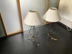Deux lampes avec pied en fer forgé et abat - jour, Gebruikt, Metaal, 75 cm of meer