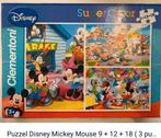 Puzzel Disney Mickey Mouse 9 + 12 + 18 ( 3 in 1), Ophalen of Verzenden, Zo goed als nieuw
