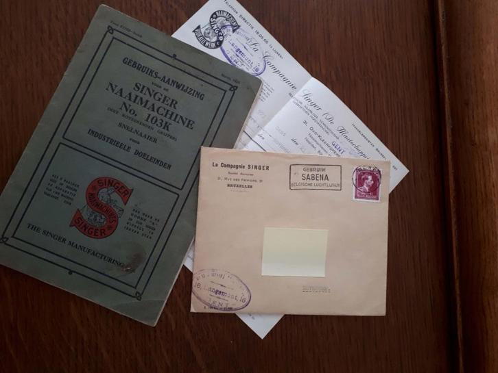 Singer naaimachine 1951: handleiding (nr 103K) en factuur, Antiek en Kunst, Antiek | Naaimachines, Ophalen of Verzenden