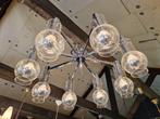 Grote plafondlamp/kroonluchter in verchroomd metaal en bubbe, Ophalen