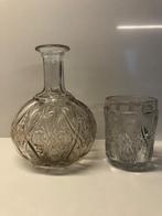 Karaf in glas met bijpassend drinkglas, Ophalen of Verzenden