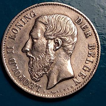 België 50 centiemen zilver Leopold II 1886 Vlaams - I Wifner beschikbaar voor biedingen