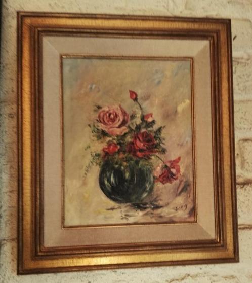 Schilderij met rozen en vazen - Stilleven J. LeRoy, Antiek en Kunst, Kunst | Schilderijen | Klassiek, Ophalen