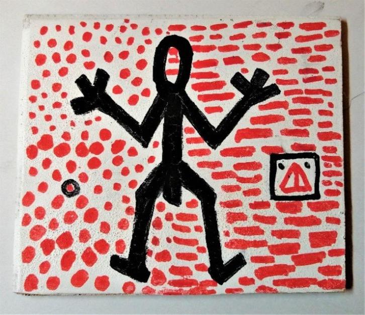A.R Penck Ralf Winkler "99 "" 2 figuren mix-media op hout, Antiek en Kunst, Kunst | Schilderijen | Modern, Verzenden