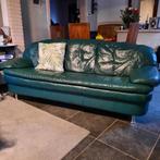 zetel groen leer 3zits, Ophalen, Gebruikt, 150 tot 200 cm, Driepersoons