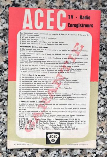 ACEC-garantiedocument/Waarborg 1962 beschikbaar voor biedingen