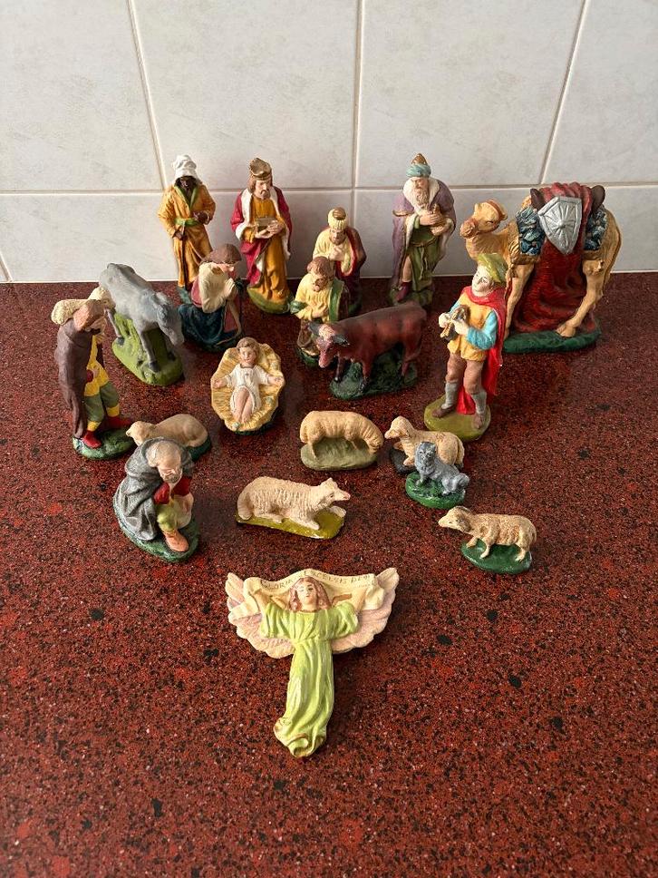 Kerststal met beeldjes jaren 50, Diversen, Kerst, Gebruikt, Ophalen