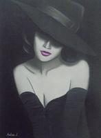 peinture à l'huile lèvres violettes (60x80 cm), Enlèvement ou Envoi