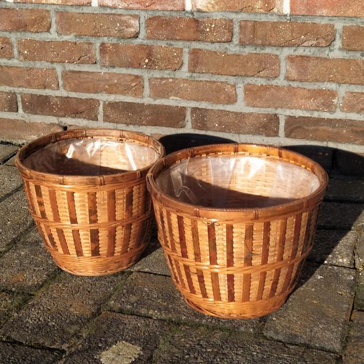 rieten bloempotten, Jardin & Terrasse, Pots de fleurs, Utilisé, Moins de 40 cm, Moins de 25 cm, Rond, Enlèvement ou Envoi