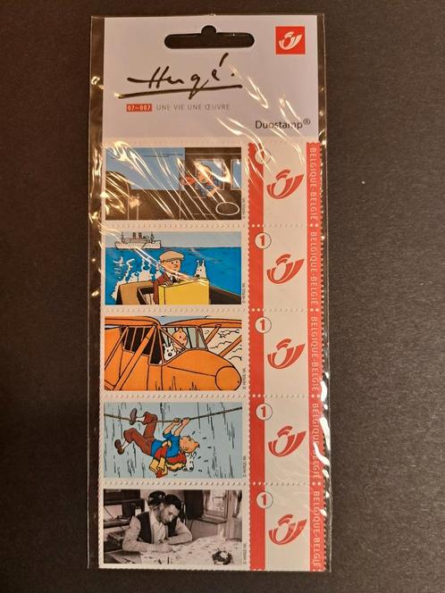 5 Duostamp Kuifje postzegels „werk van Hergé”, Postzegels en Munten, Postzegels | Europa | België, Postfris, Ophalen of Verzenden