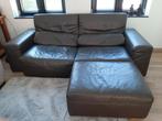 Bruine, lederen zetel, Ophalen, Gebruikt, 100 tot 125 cm, Driepersoons