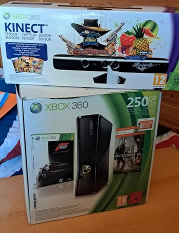 XBOX 360 Slim 250 GB + Kinect + 12 games - Perfecte staat! beschikbaar voor biedingen