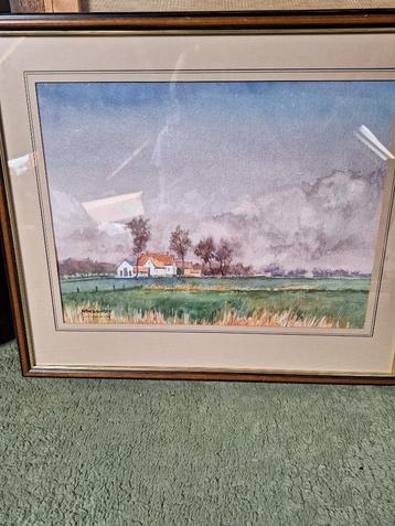 Schilderij N Depondt, waterverf in kader met glas, 64 op 54, Enlèvement