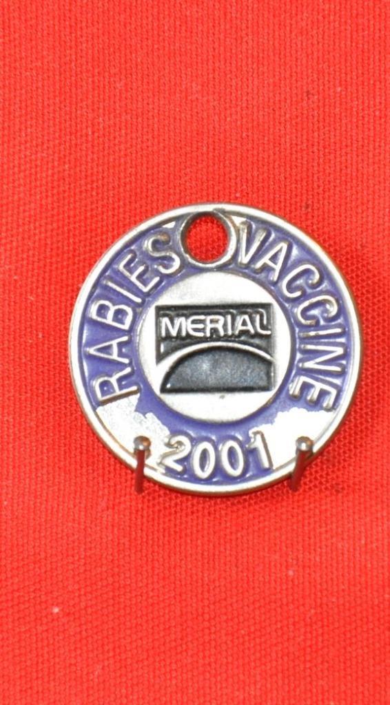 jeton de caddie publicitaire merial rabies vaccine 2001, Collections, Pièces de caddie, Enlèvement ou Envoi