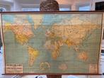 Originele vintage Nederlandse Wereldkaart van jaren ‘50, Antiek en Kunst, Ophalen, Aardrijkskunde