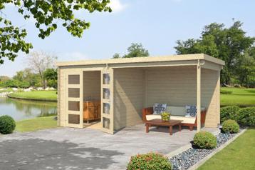 Blokhut met overkapping Helena 472x230 Onbehandeld vuren, Verzenden, Nieuw