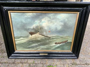 Maritiem schilderij G. Leconte 1879 beschikbaar voor biedingen