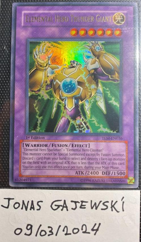 Elemental Hero Thunder Giant (1st Ed. - Ultra - TLM-EN036), Hobby en Vrije tijd, Verzamelkaartspellen | Yu-gi-Oh!, Zo goed als nieuw