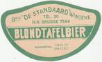 oud bieretiket België blond tafelbier De Standaard Wingene, Verzamelen, Biermerken, Verzenden, Nieuw, Overige typen, Overige merken