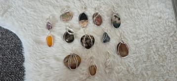 div edelstenen hangers ketting in zilverdraad sieraden beschikbaar voor biedingen