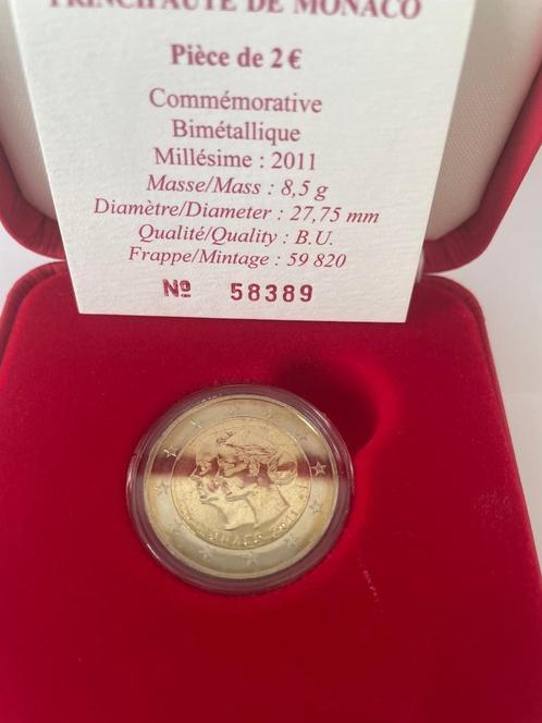 2euro herdenkingsmunt Monaco 2011 Huwelijk Albert & Charlene, Postzegels en Munten, Munten | Europa | Euromunten, Setje, 2 euro