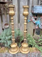 Grote antieke koperen kerk Kandelaars set van 2, Antiek en Kunst, Ophalen of Verzenden