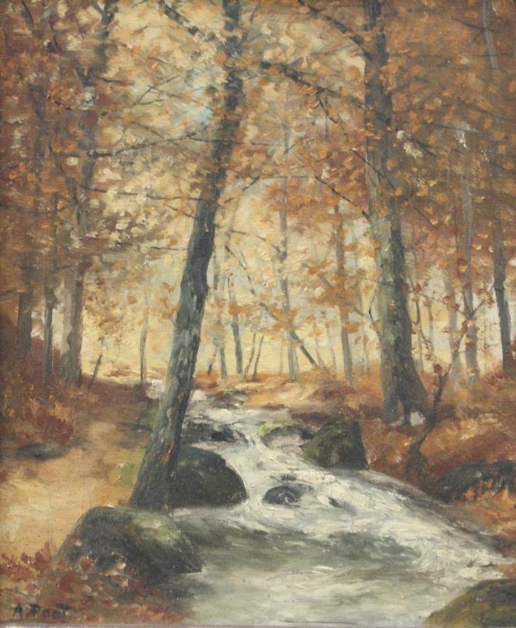 Adolph Poot (1924-2006): Boszicht (39 x 49 cm), Antiek en Kunst, Kunst | Schilderijen | Klassiek, Ophalen of Verzenden