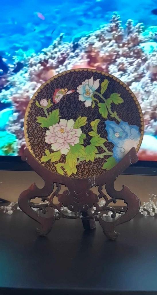 Geërfd Prachtige Antieke Handgedecoreerde Sierbord., Antiek en Kunst, Curiosa en Brocante, Verzenden