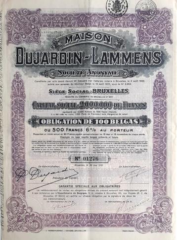 Maison Dujardin-Lammens - Obligation de 100 Belgas - 1931 -  beschikbaar voor biedingen
