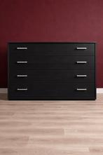 Zwarte lade kast met 4 grote schuiven., 3 ou 4 tiroirs, 100 à 150 cm, Enlèvement, Utilisé