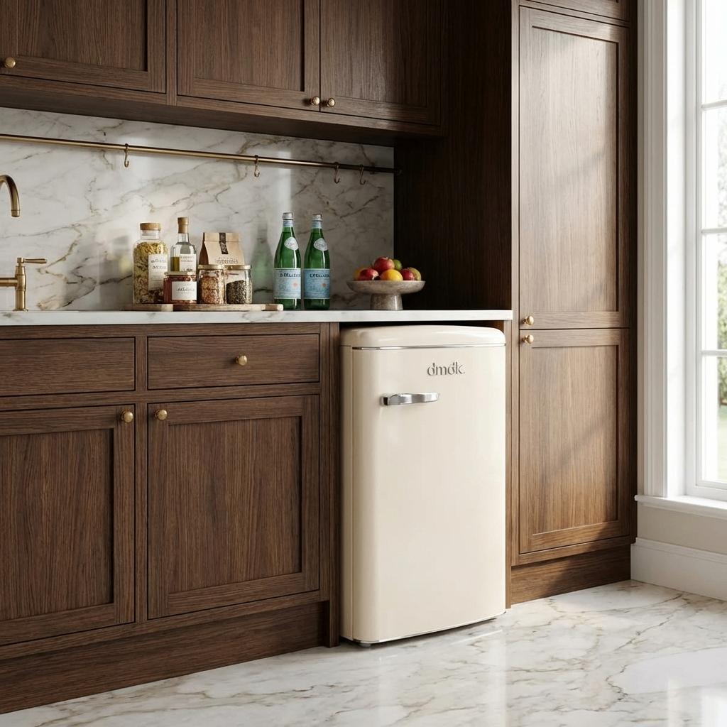 Dmdk DKC1 Tafelmodel Retro koelkast creme energiezuinig, Elektronische apparatuur, Koelkasten en IJskasten, 85 tot 120 cm, 100 tot 150 liter