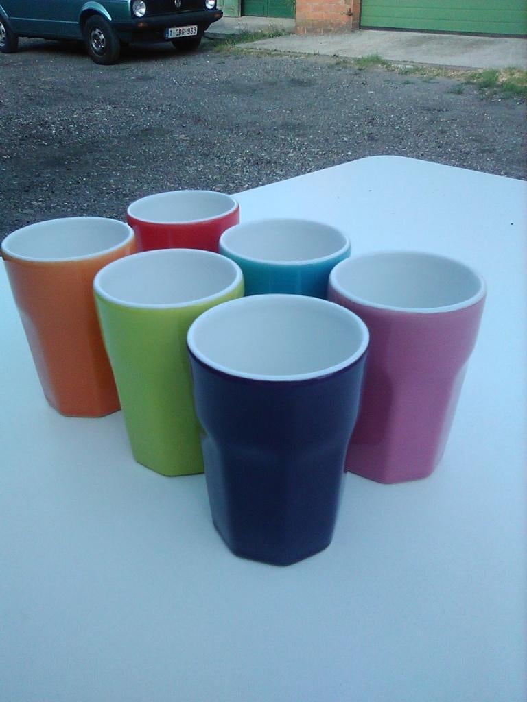 6 Espresso Tassen 8,5x5,5cm AFHALING LEES BESCHRIJVING, Ophalen, Nieuw, Effen, Porselein