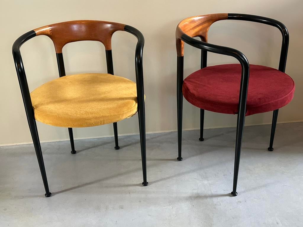 Zeldzame Gianfranco Frattini set midden 60’er jaren, Huis en Inrichting, Stoelen, Zo goed als nieuw, Stof, Zwart, Ophalen