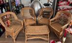 Ensemble de salon vintage en rotin 4 Fauteuils chaises table, Enlèvement ou Envoi