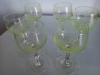 6 antieke glaasjes (groen en gegraveerd), Antiek en Kunst, Ophalen of Verzenden