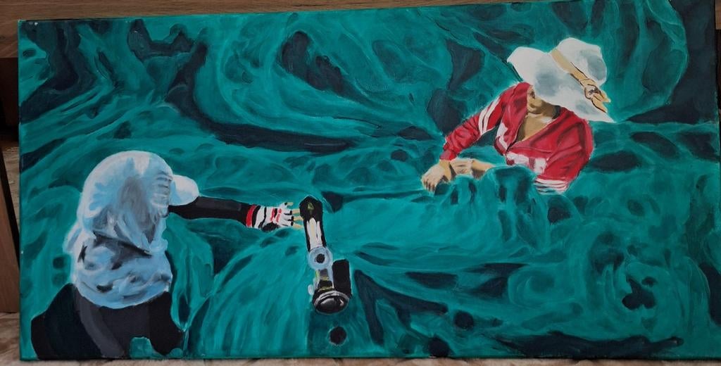 Tableau Peinture abstraite sur toile de taille 40 sur 80cm, Antiquités & Art, Art | Peinture | Abstraite, Enlèvement