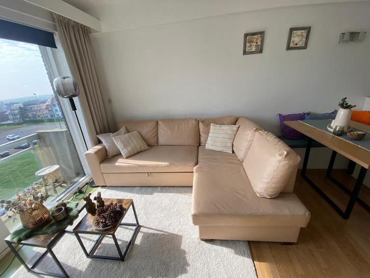 Hoekzetel + slaap, Maison & Meubles, Canapés | Coins salons complets, Comme neuf, Cuir, Enlèvement