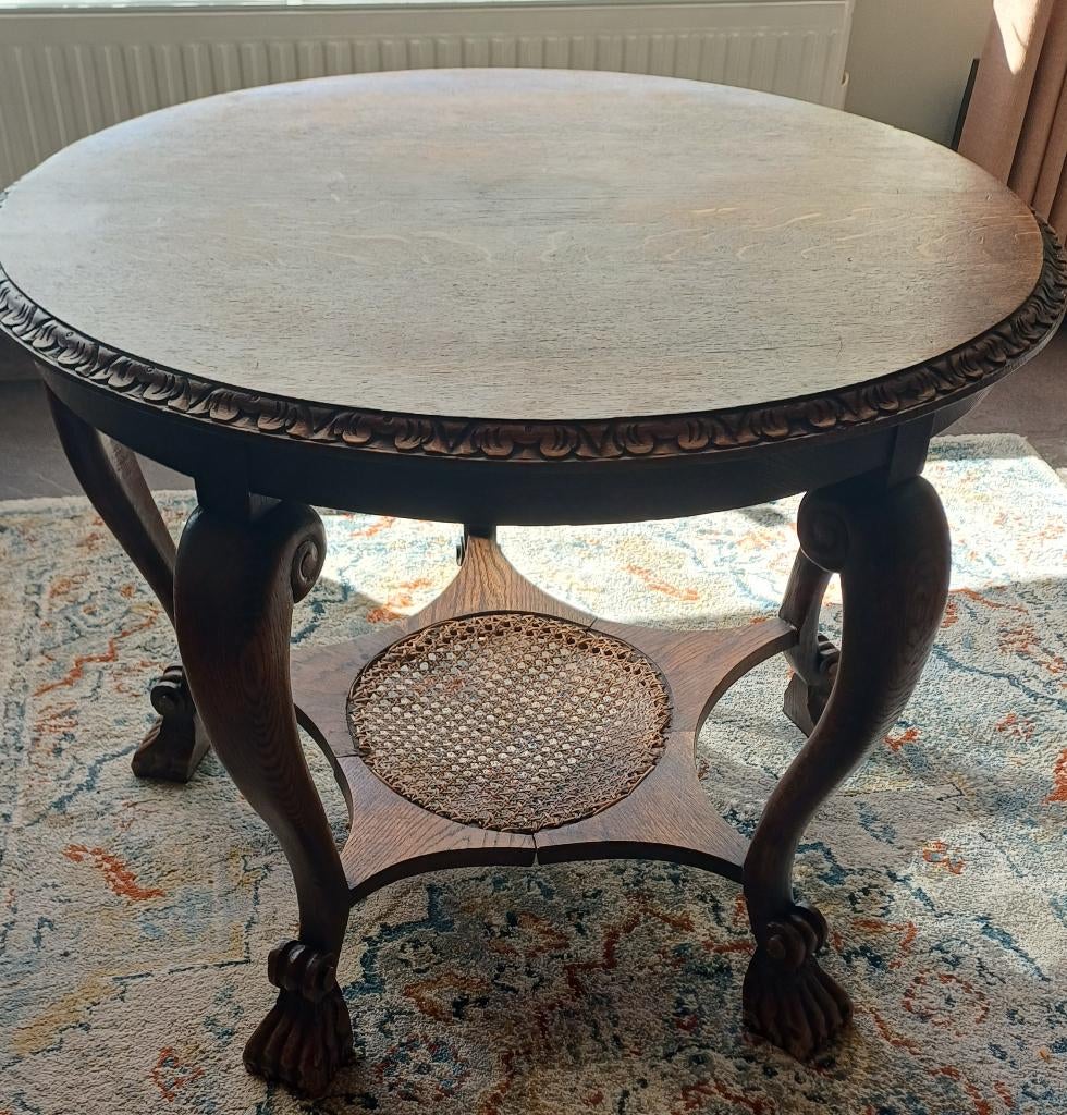 Table basse ronde avec pieds de lion, Maison & Meubles, Rond, Enlèvement, Utilisé, 50 à 100 cm