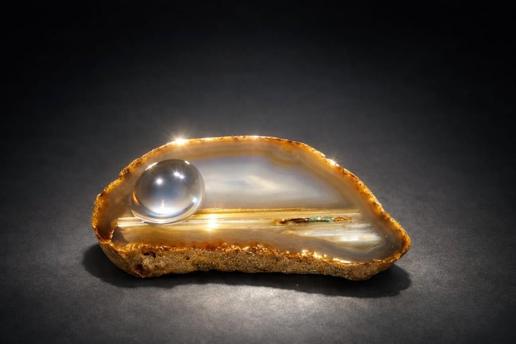 Gesneden natuurlijke agaat, gebruikt als asbak, Ophalen of Verzenden, Zo goed als nieuw, Asbak