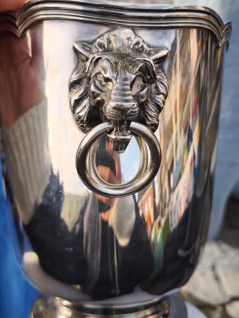 seau à champagne rafraîchisseur en métal argenté, Antiquités & Art, Enlèvement ou Envoi, Argent