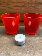 2 Theelichtglaasjes rood, Ophalen, Nieuw, Rood, Kandelaar