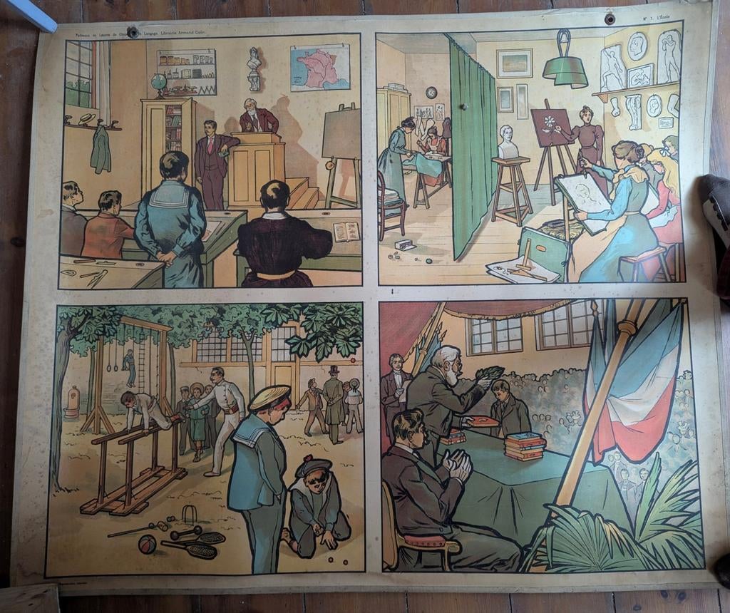 Affiche scolaire début XXe siècle Recto-Verso - Armand Colin, Enlèvement