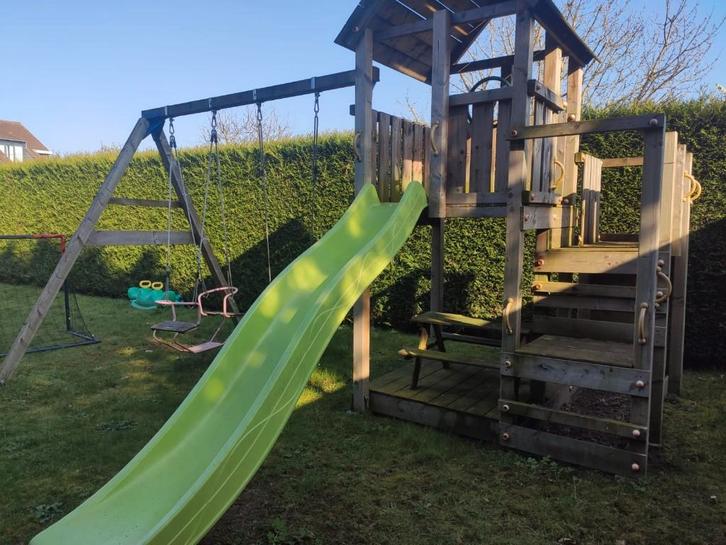 Schommel met glijbaan, Kinderen en Baby's, Speelgoed | Buiten | Speeltoestellen, Gebruikt, Glijbaan, Klimwand, Schommel, Zandbak